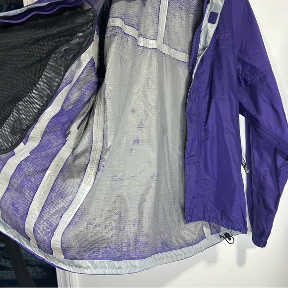 Marmot Hoodie Womens Small Purple Full Zip Hooded Water Rain Jacket-Peeling/FLAW - Picture 7 of 16